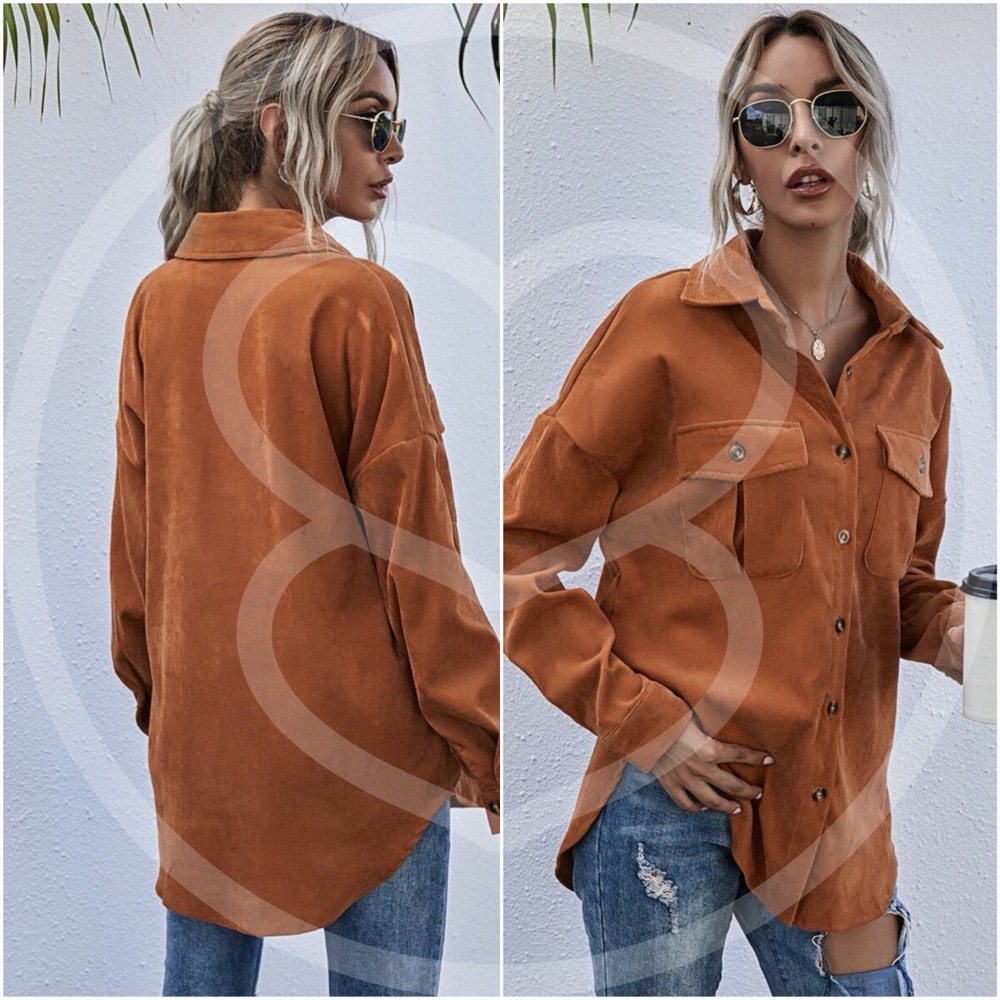 Dusty blue Corduroy light fall jacket - Picture 5 of 9